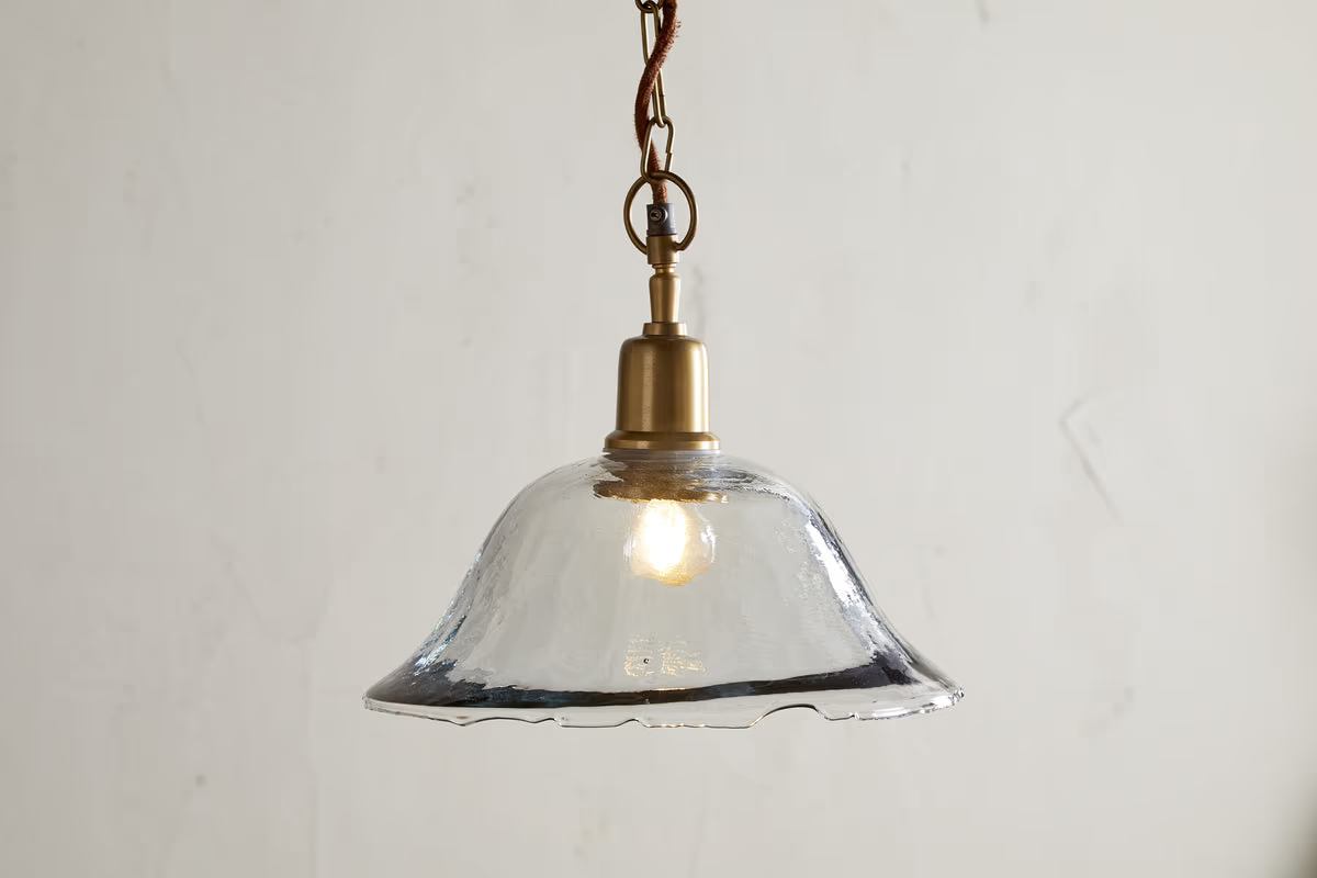 Nkuku - Keju Organic Shape Recycled Glass Pendant Light - Clear