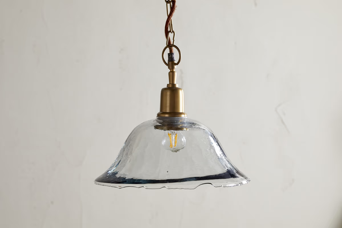 Nkuku - Keju Organic Shape Recycled Glass Pendant Light - Clear