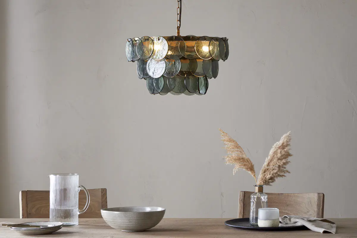 Nkuku - Kagitha Recycled Glass Chandelier - Green