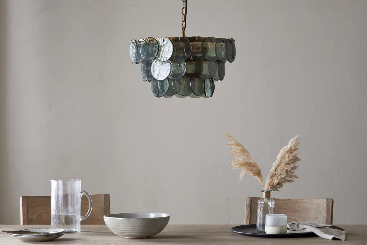 Nkuku - Kagitha Recycled Glass Chandelier - Green