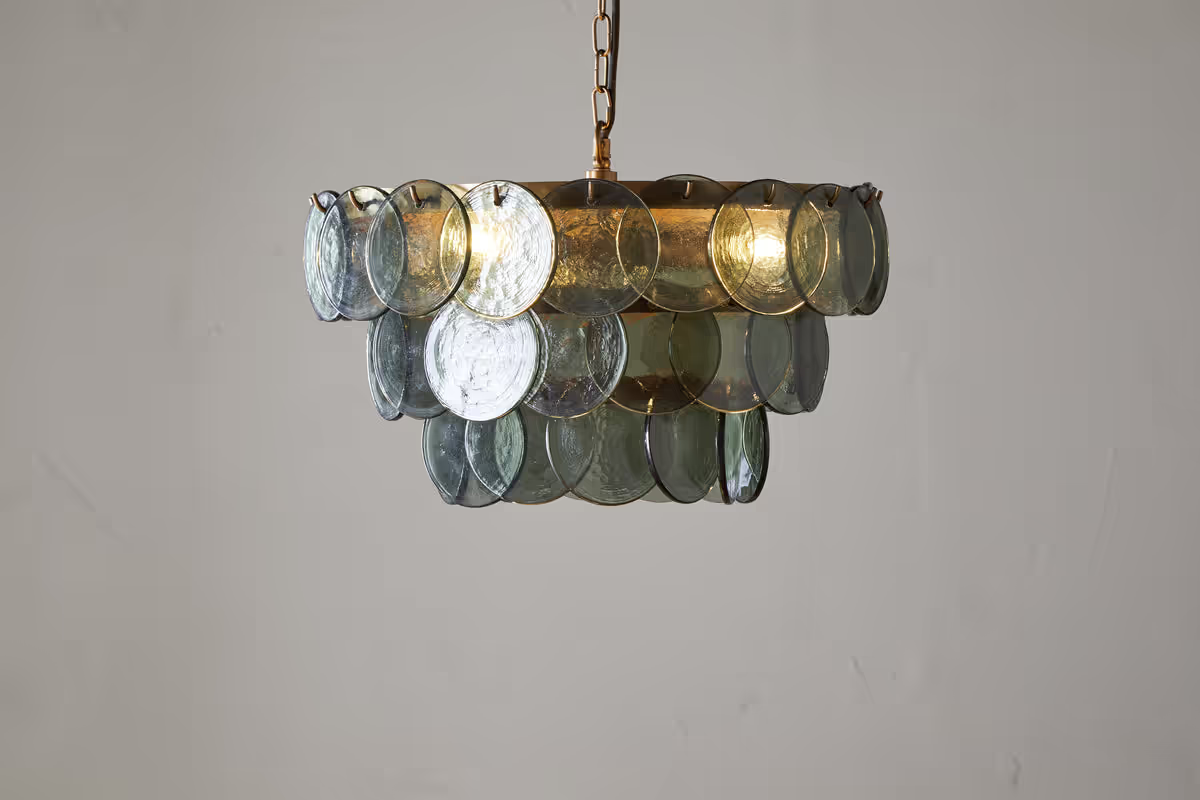Nkuku - Kagitha Recycled Glass Chandelier - Green