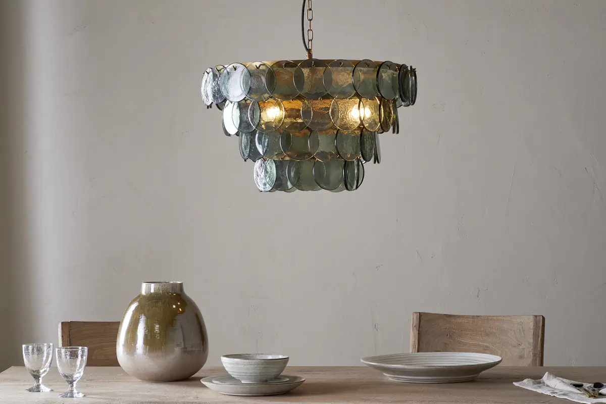Nkuku - Kagitha Recycled Glass Chandelier - Green