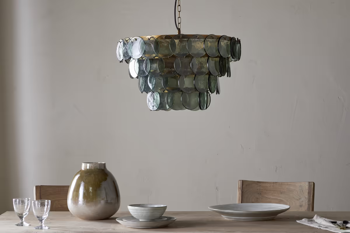 Nkuku - Kagitha Recycled Glass Chandelier - Green