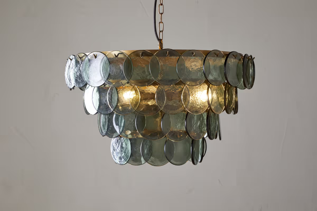 Nkuku - Kagitha Recycled Glass Chandelier - Green