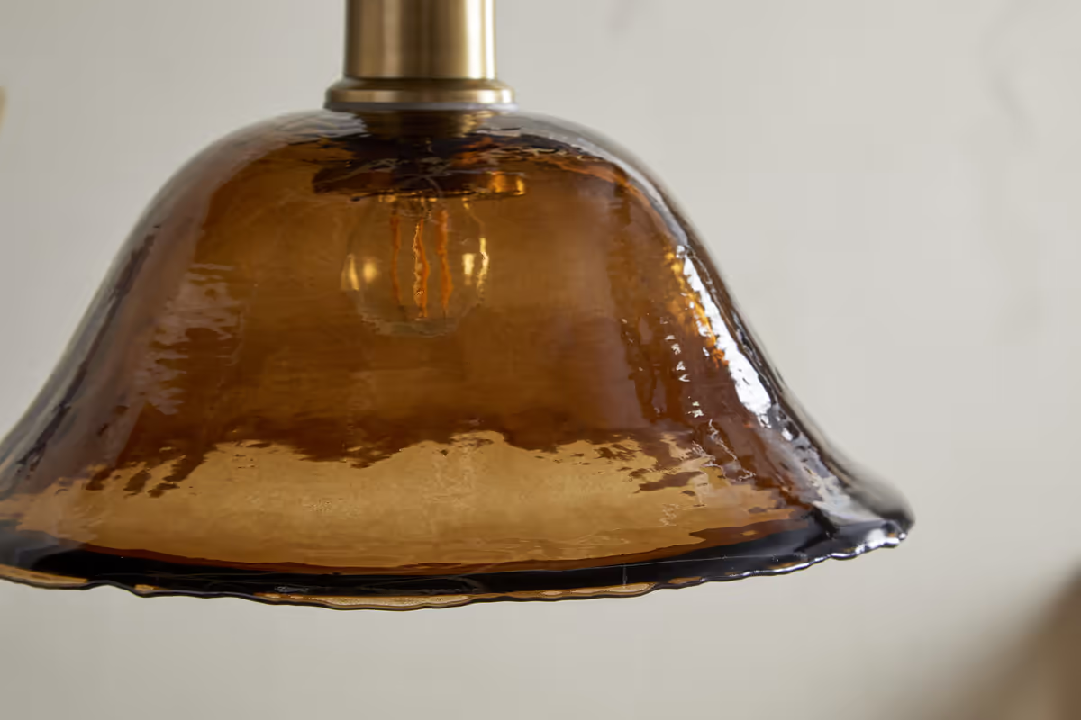 Nkuku - Keju Organic Shape Recycled Glass Pendant Light - Dark Amber