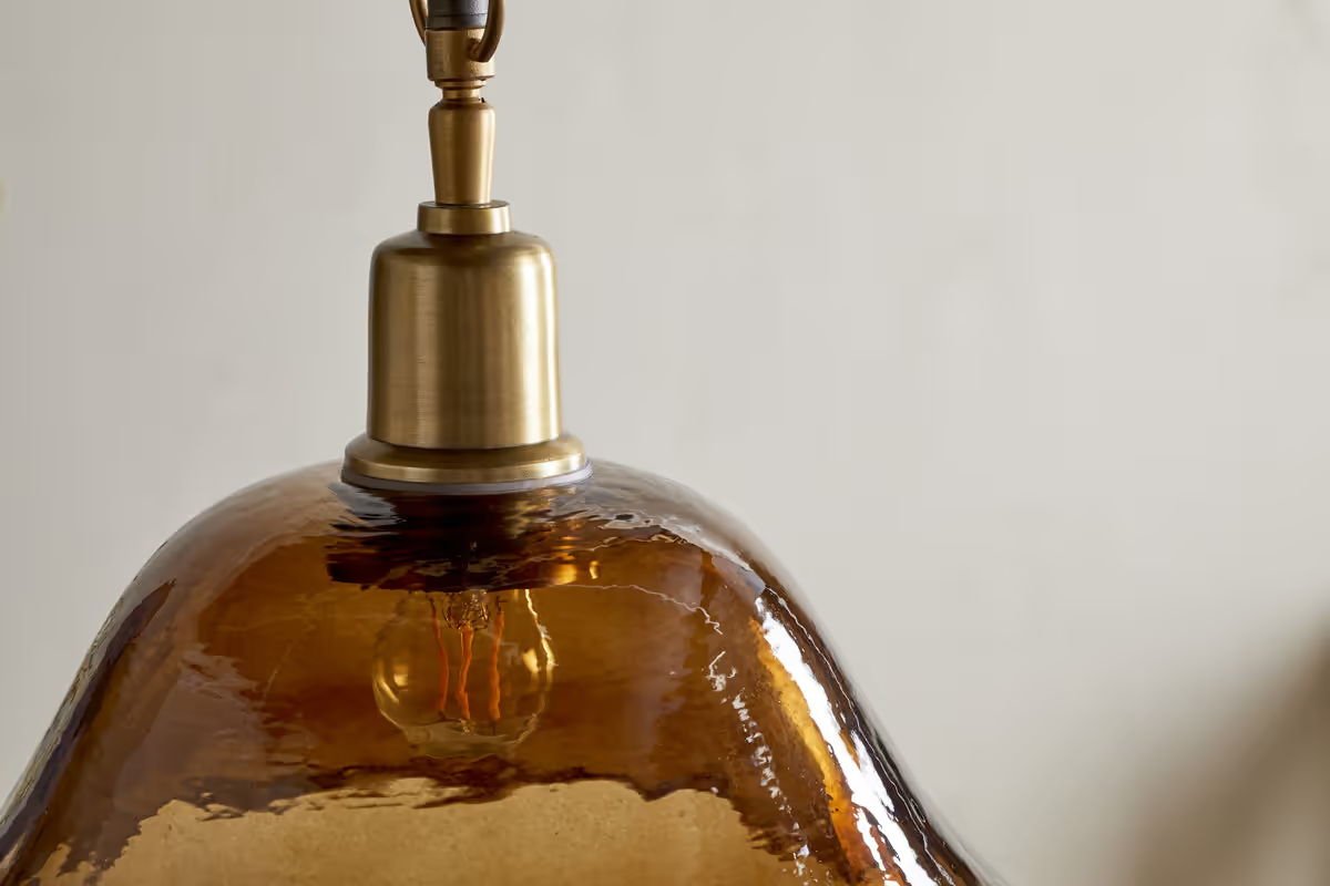 Nkuku - Keju Organic Shape Recycled Glass Pendant Light - Dark Amber