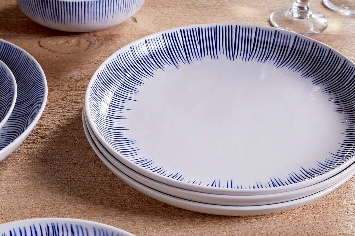 Nkuku - Karuma Dinnerware Set - Blue & White (Set of 12)