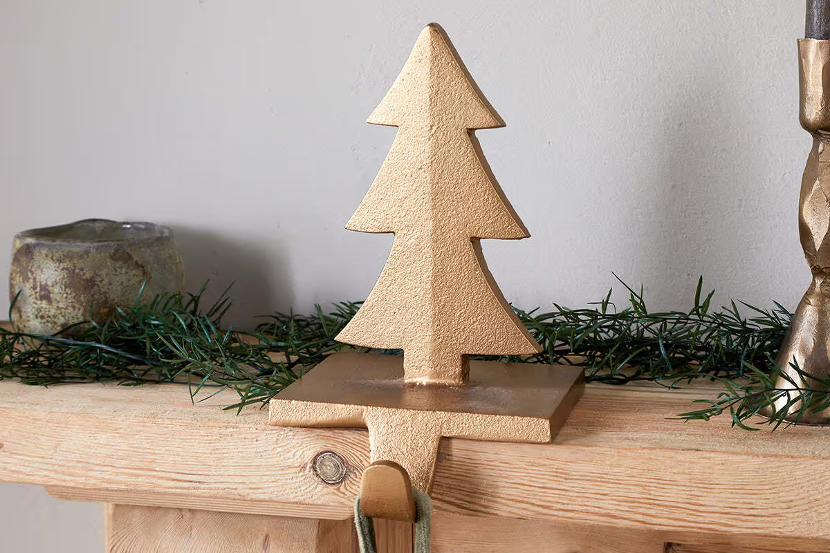 Nkuku - Kotta Stocking Tree Holder - Antique Brass