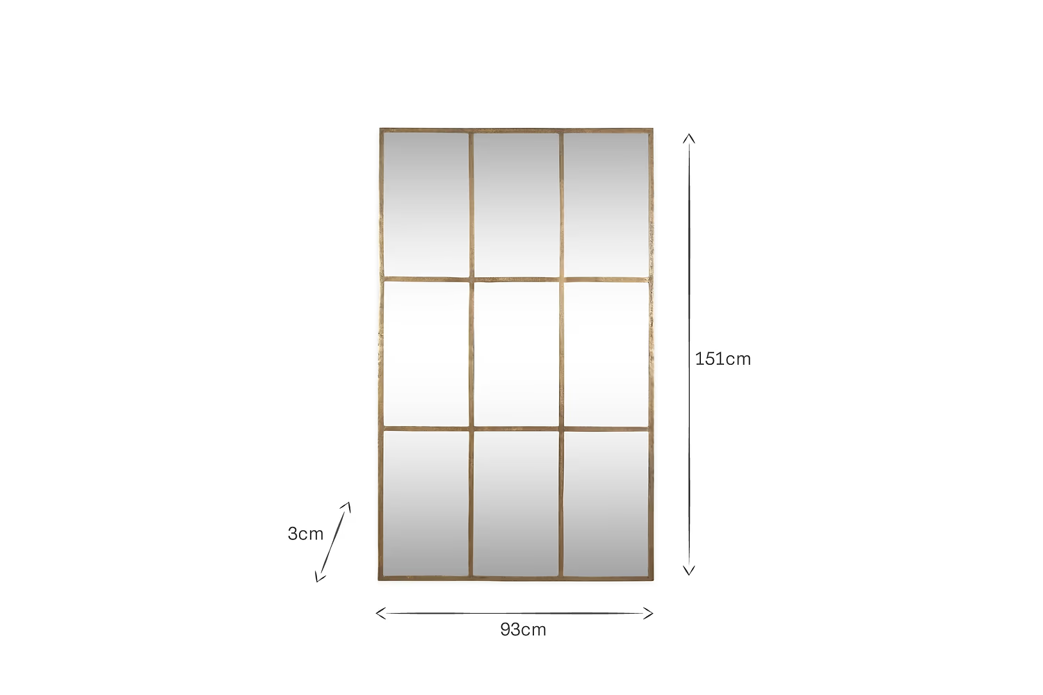 Nkuku - Kurci Rectangular Full Length Mirror - Antique Brass