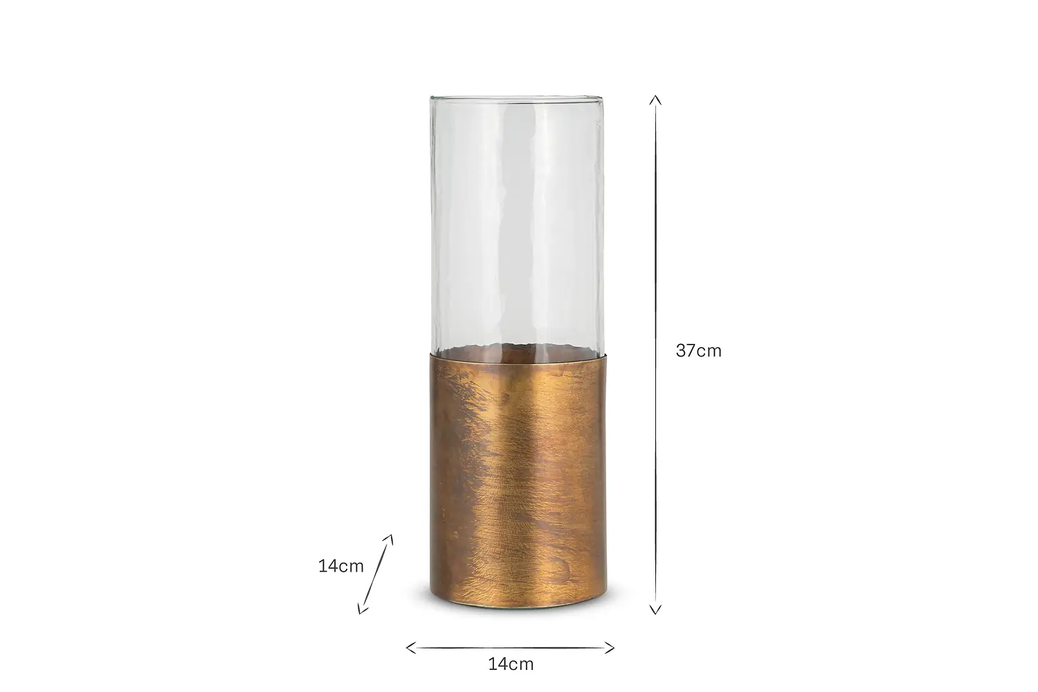 Nkuku - Khila Metal & Glass Vase - Clear & Antique Brass