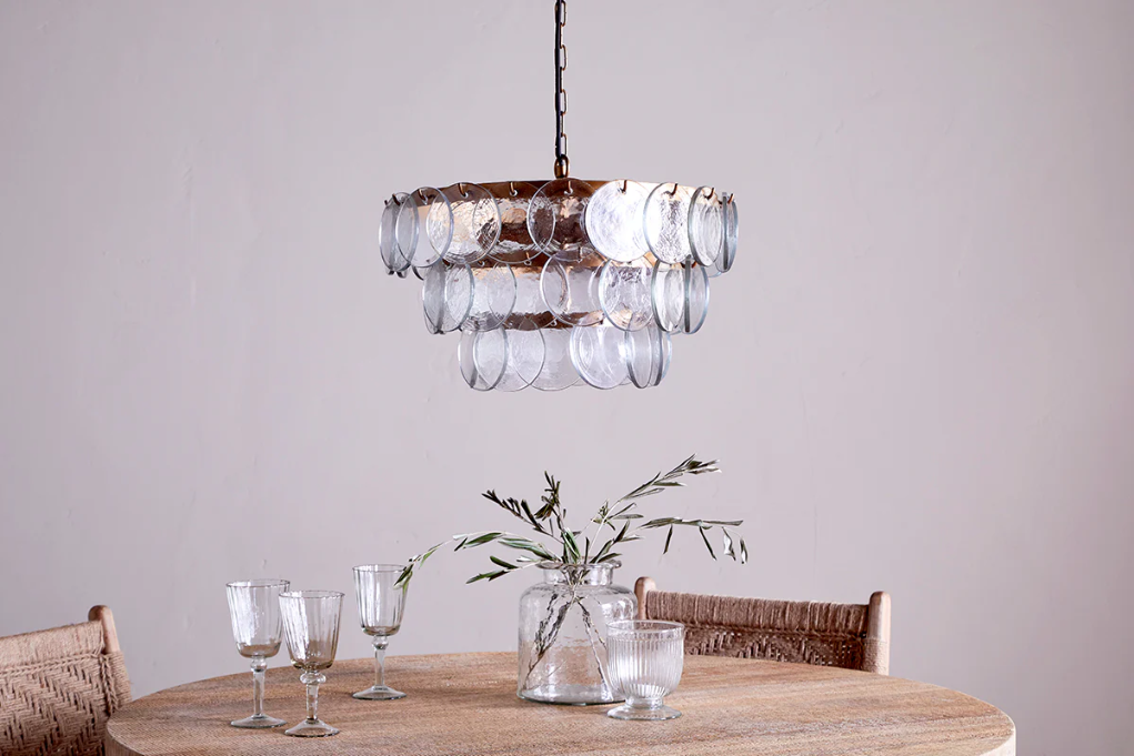 Nkuku Kagitha Recycled Glass Chandelier - Clear
