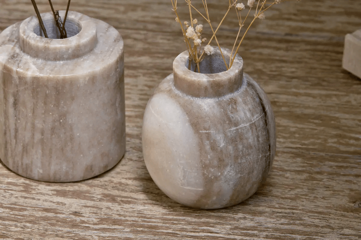 Nkuku - Khari Marble Vase - Grey - Round