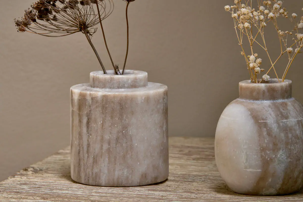 Nkuku - Khari Marble Vase - Grey - Cylinder