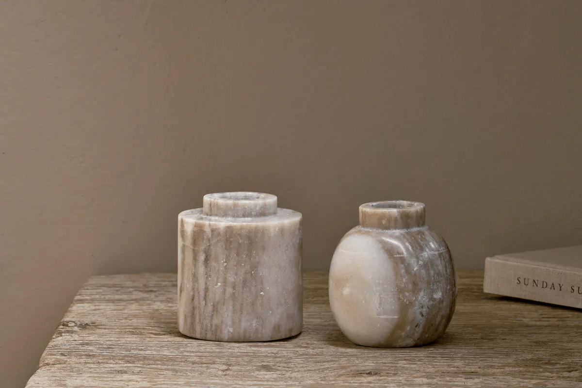Nkuku - Khari Marble Vase - Grey - Round