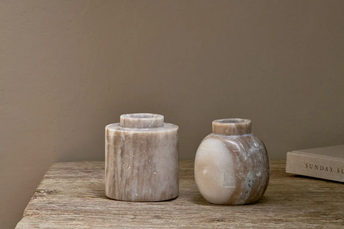 Nkuku - Khari Marble Vase - Grey - Cylinder