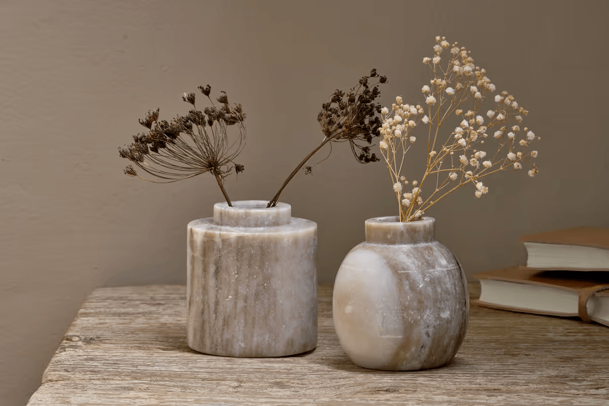 Nkuku - Khari Marble Vase - Grey - Round