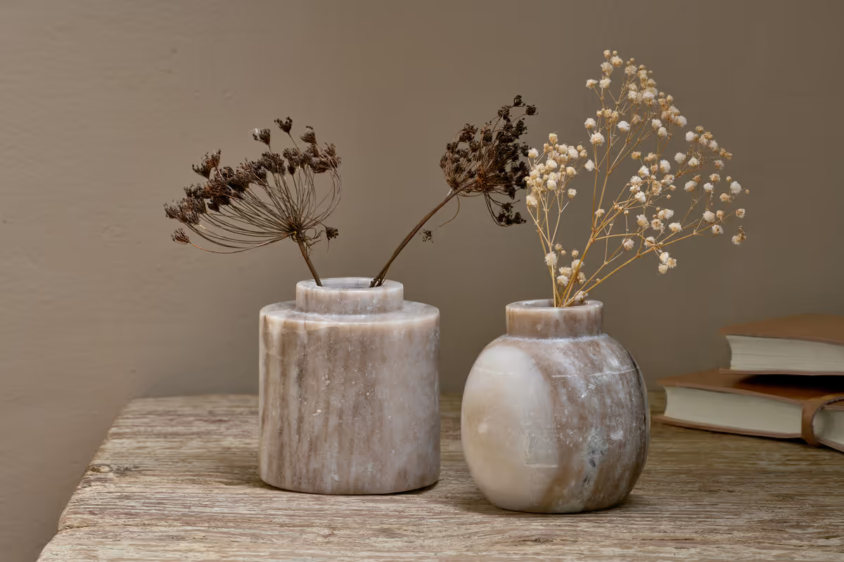 Nkuku - Khari Marble Vase - Grey - Cylinder