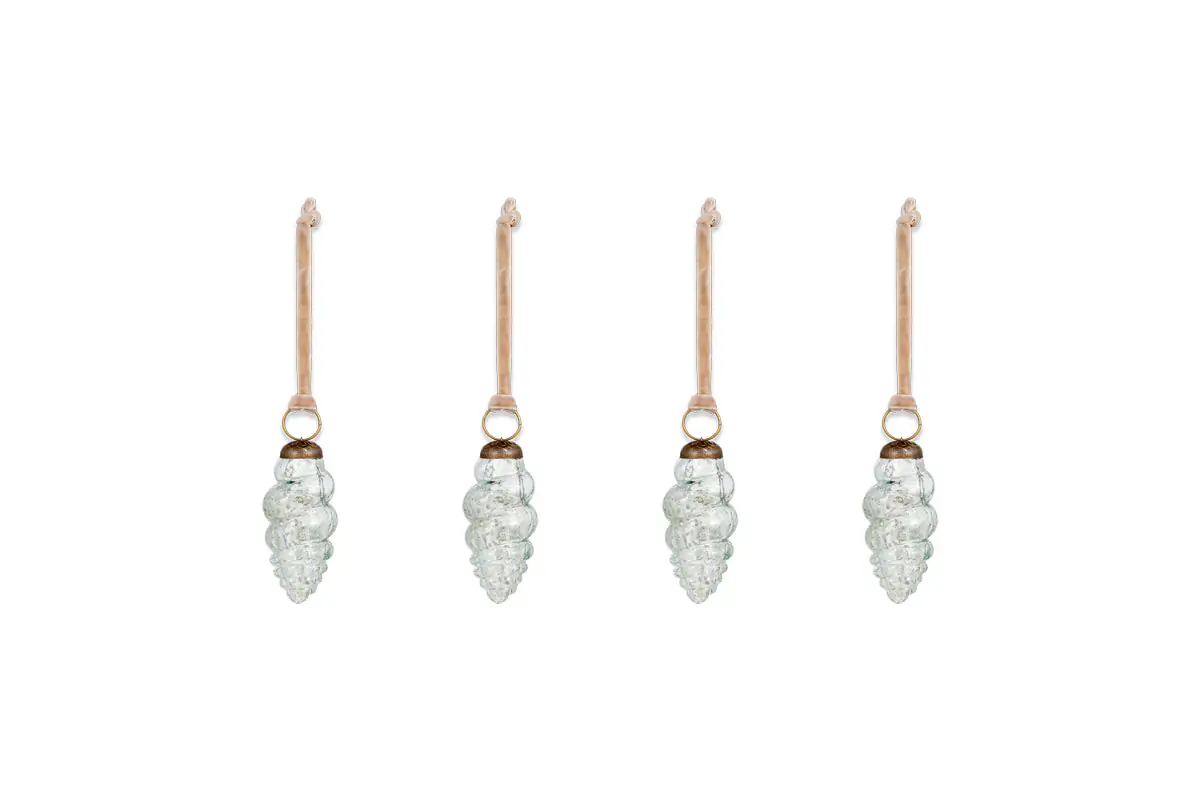 Nkuku - Khol Shell Baubles - Clear Antique (Set of 4)