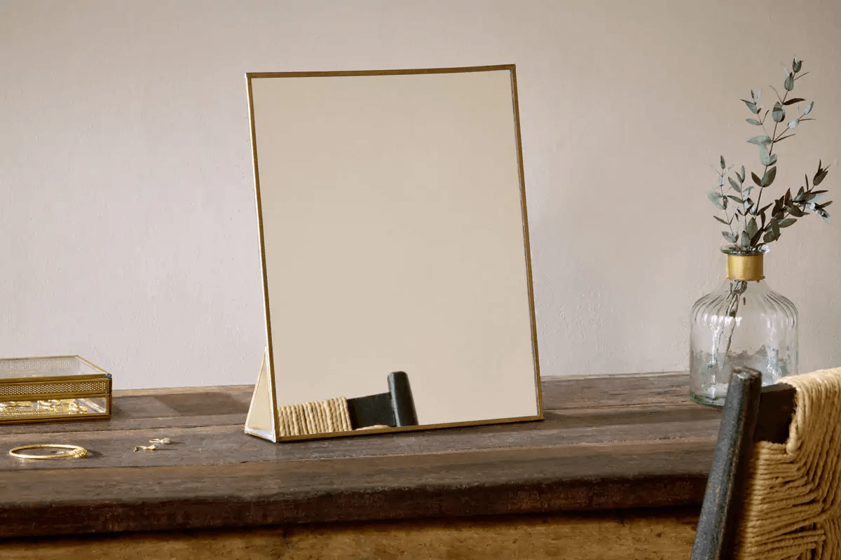 Nkuku - Kiko Standing Mirror - Antique Brass