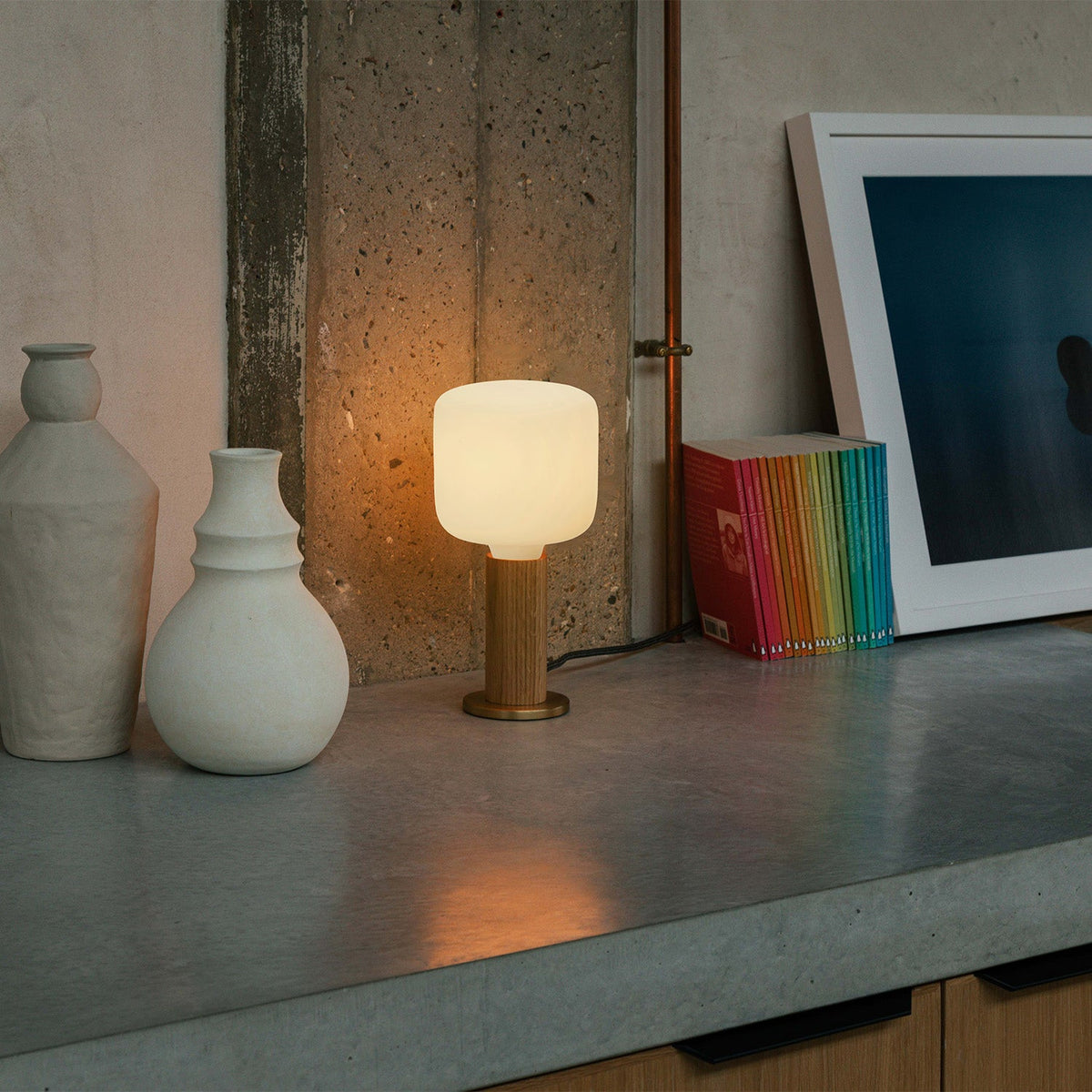Tala Knuckle Table Lamp in Oak + Oblo
