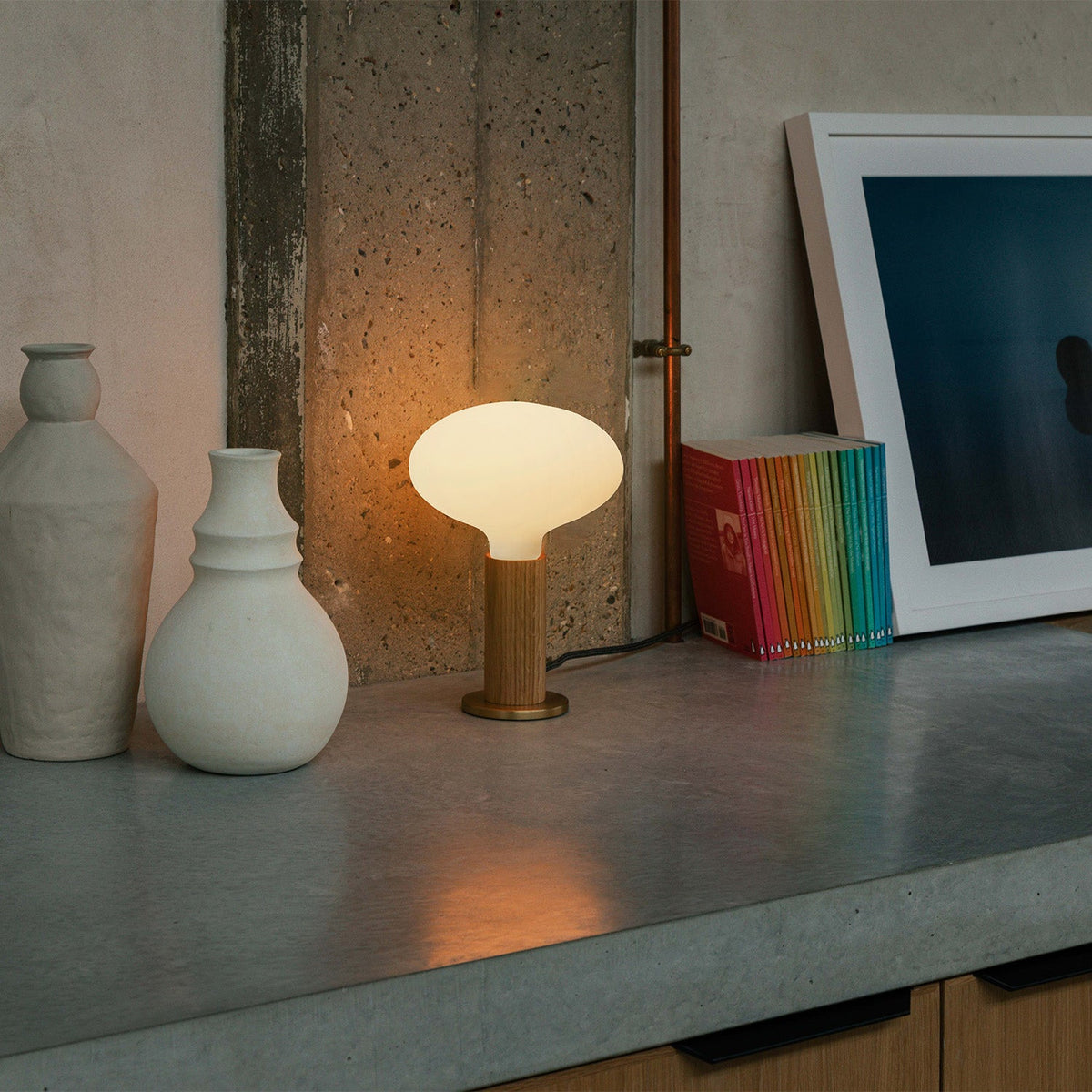 Tala Knuckle Table Lamp in Oak + Oval
