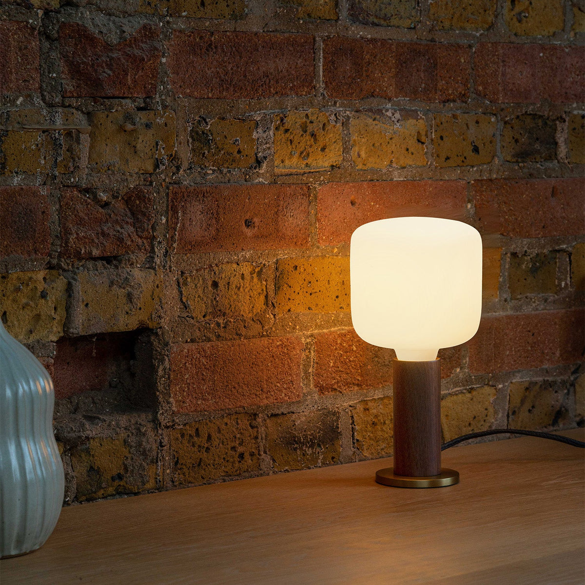 Tala Knuckle Table Lamp in Walnut + Oblo