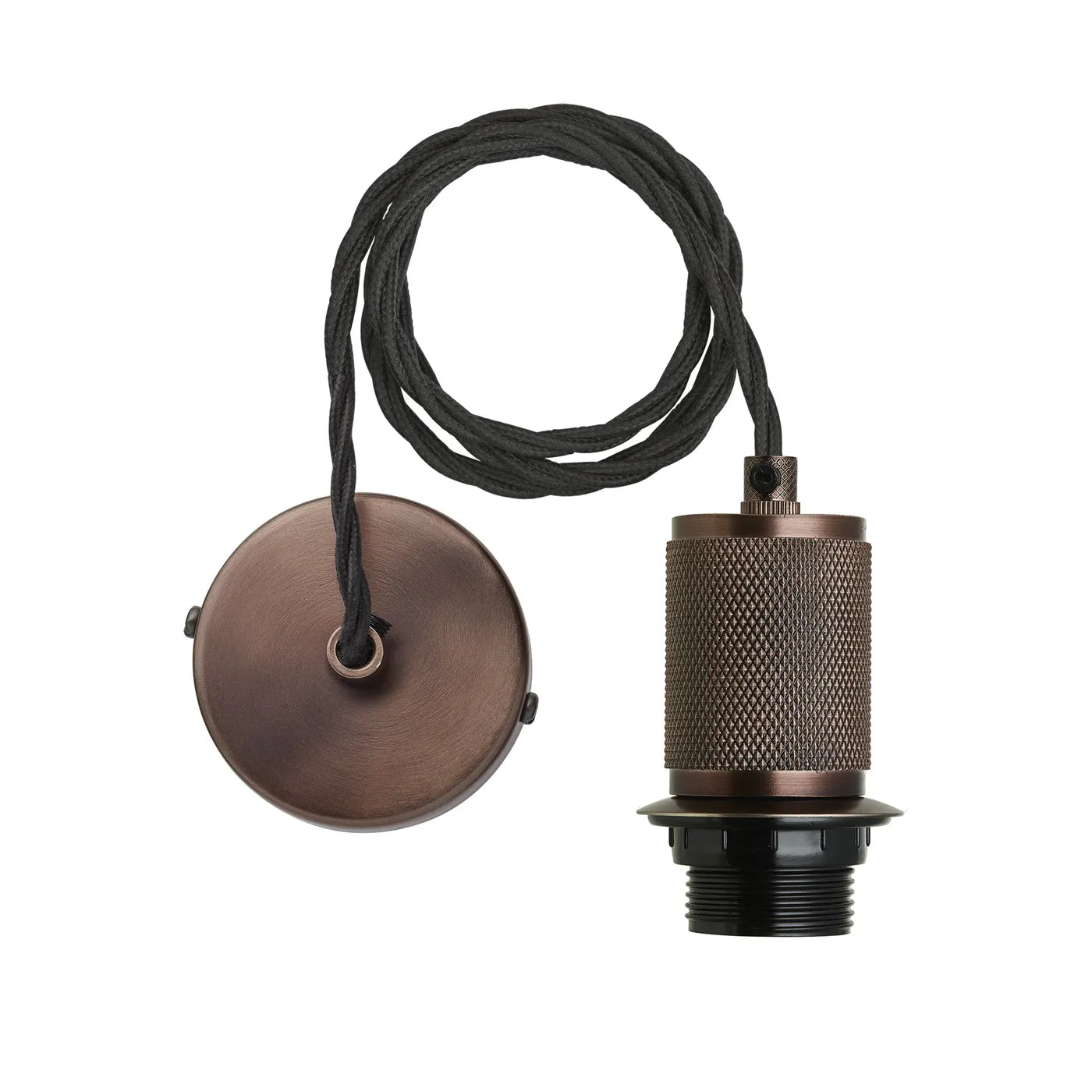 Industville Knurled Glass Schoolhouse Pendant - 10 Inch - Mocha Glass - Bronze Pendant Holder