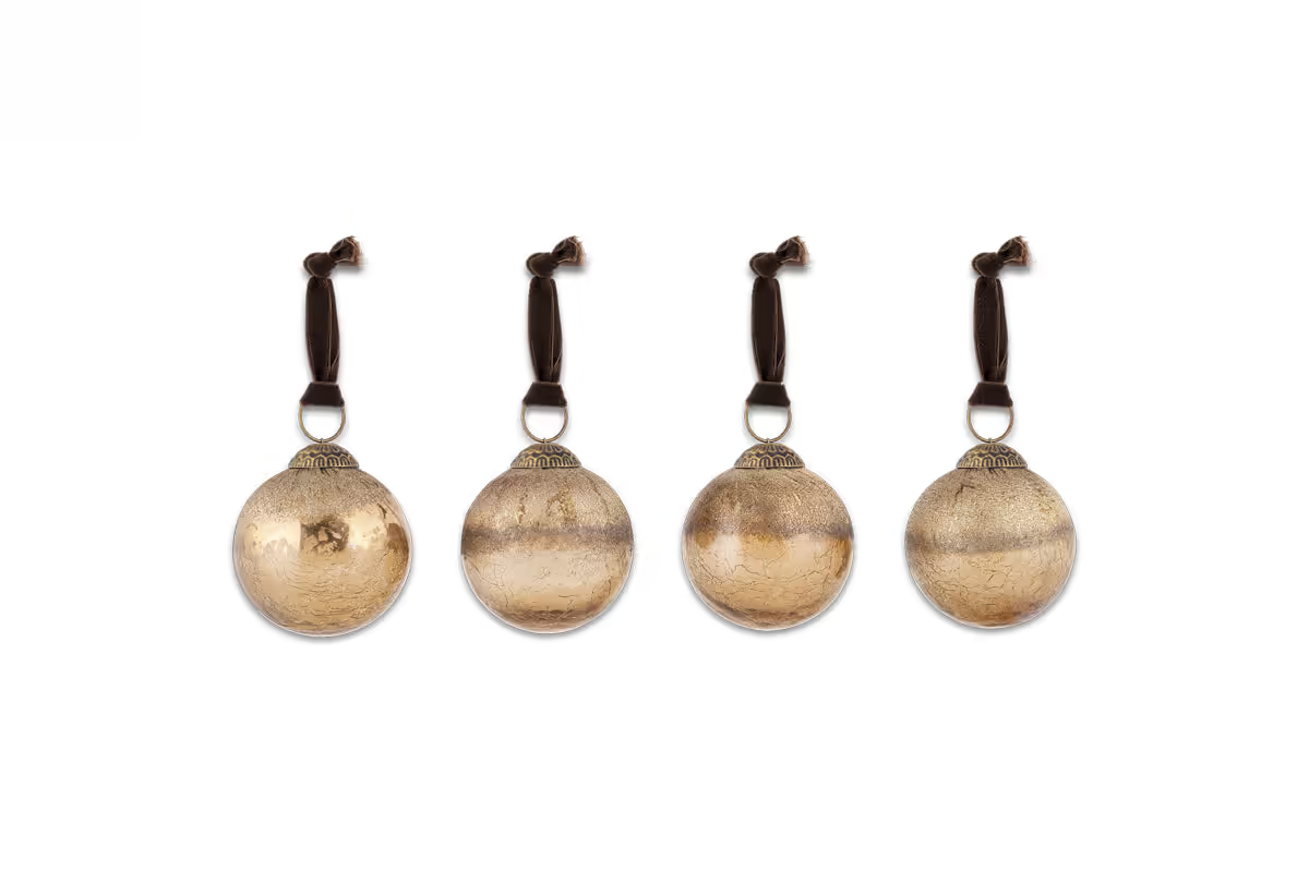 Nkuku - Konara Baubles - Gold Crackle (Set of 4)