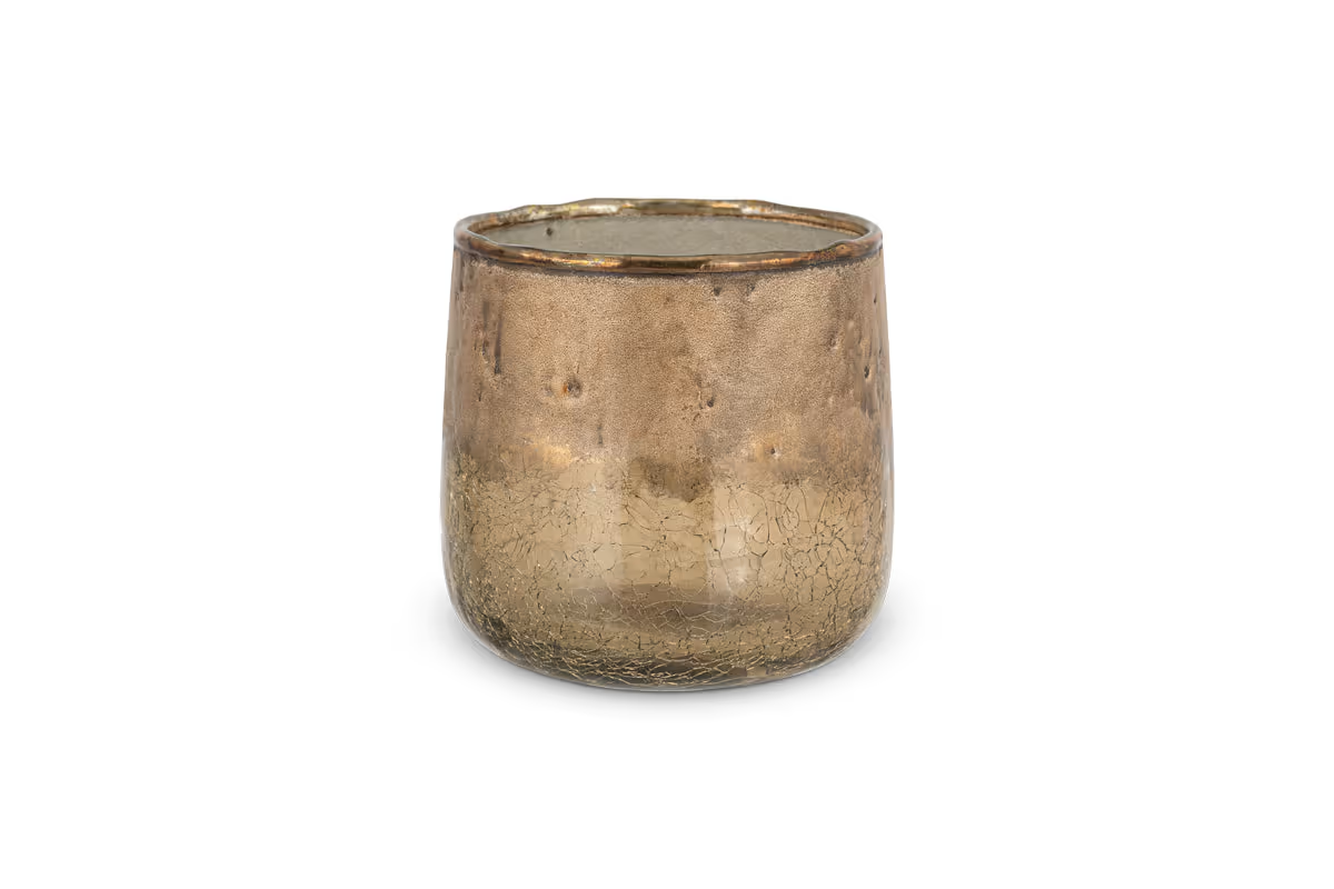 Nkuku - Konara Glass Tealight Holder - Copper Smoke - Small
