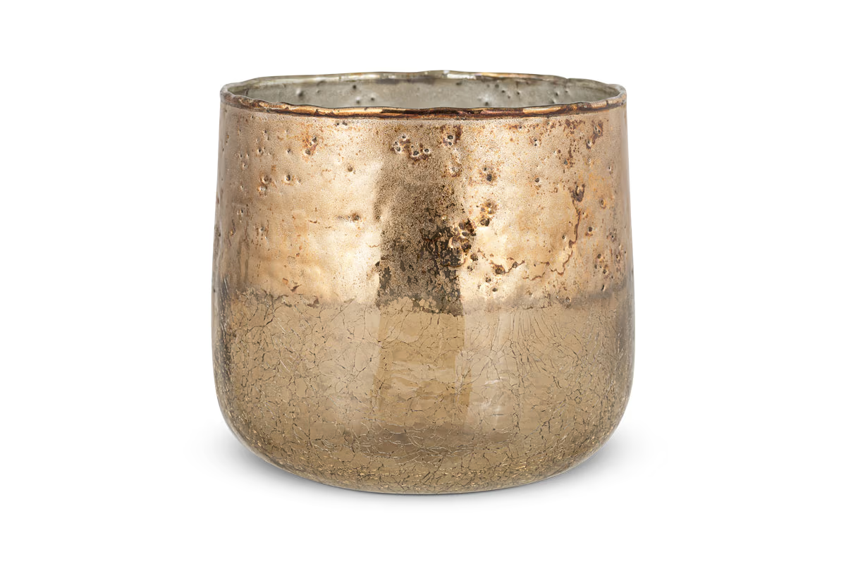 Nkuku - Konara Glass Tealight Holder - Copper Smoke - Medium