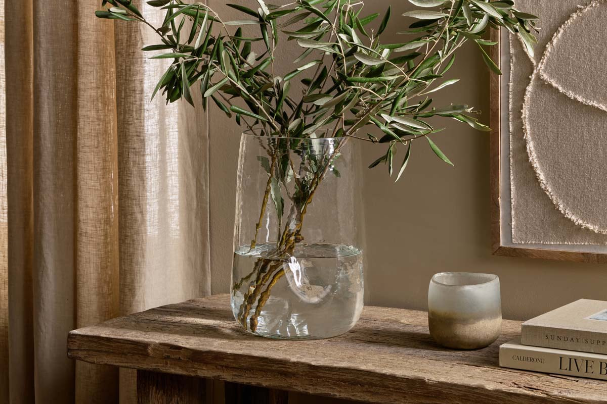 Nkuku - Kotri Recycled Glass Organic Shape Vase - Clear