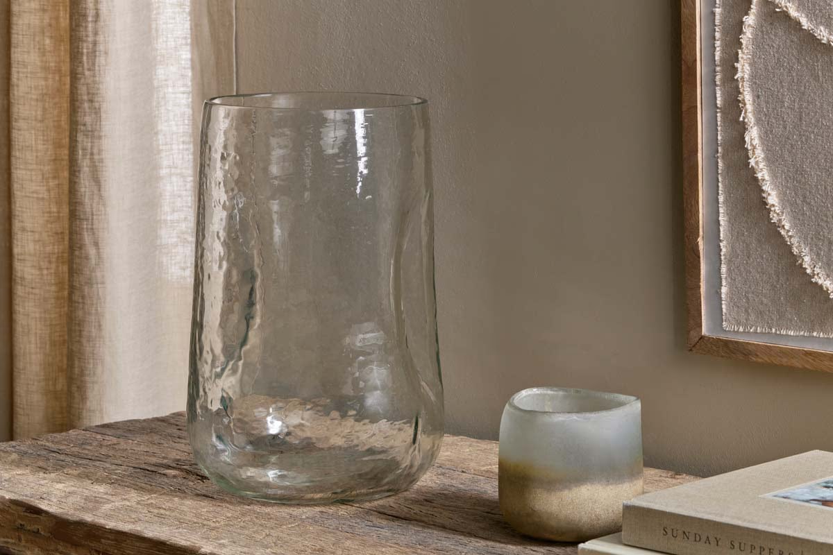 Nkuku - Kotri Recycled Glass Organic Shape Vase - Clear