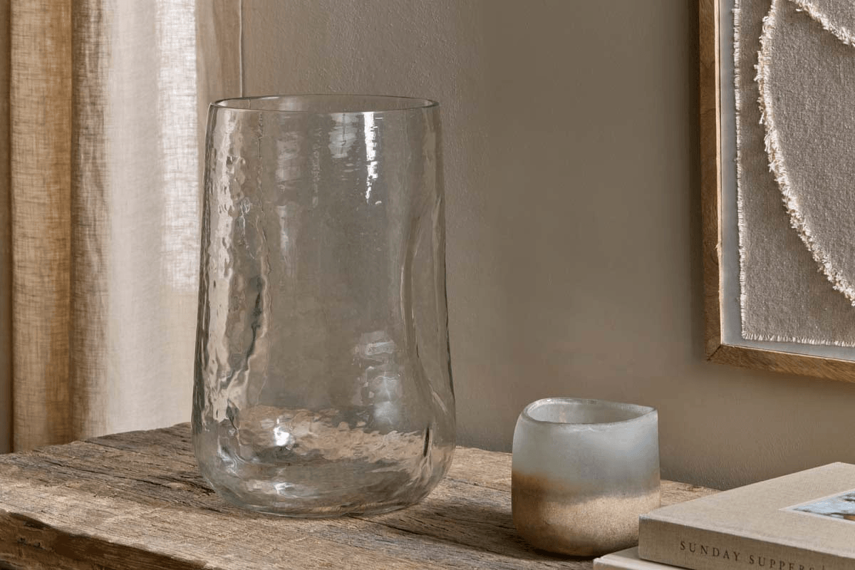 Nkuku - Kotri Recycled Glass Organic Shape Vase - Clear