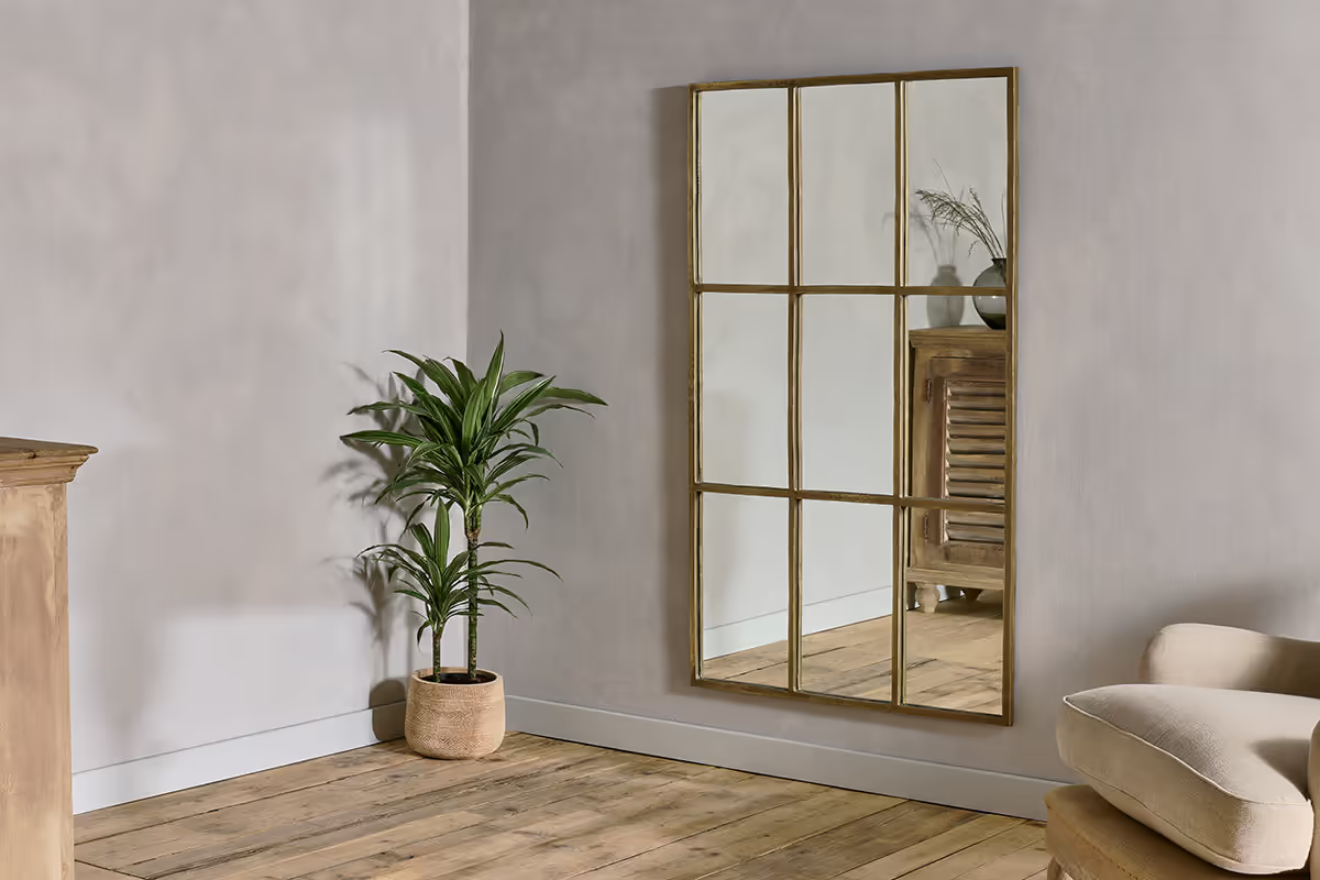 Nkuku - Kurci Rectangular Full Length Mirror - Antique Brass