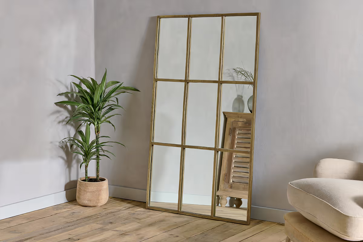 Nkuku - Kurci Rectangular Full Length Mirror - Antique Brass