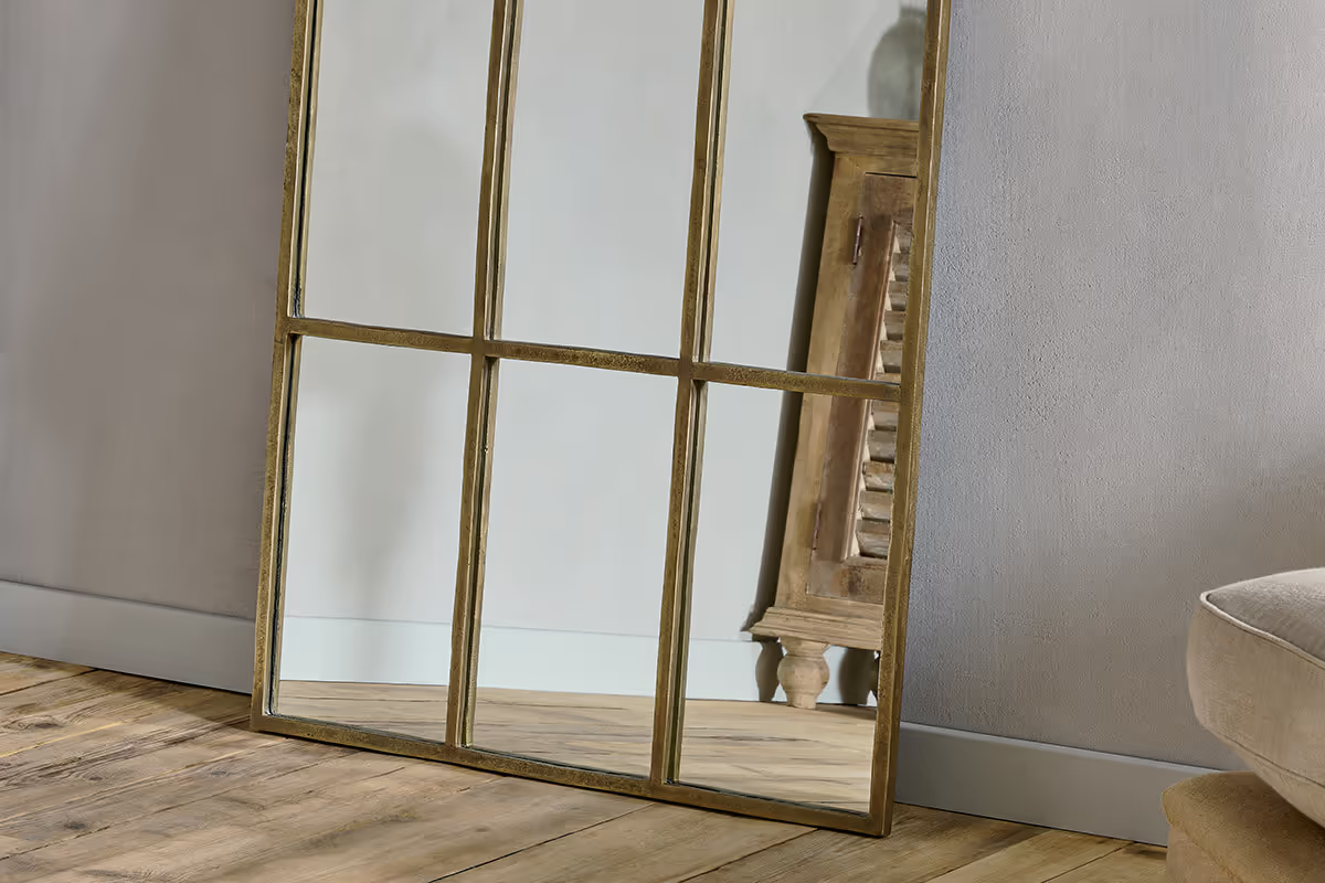 Nkuku - Kurci Rectangular Full Length Mirror - Antique Brass