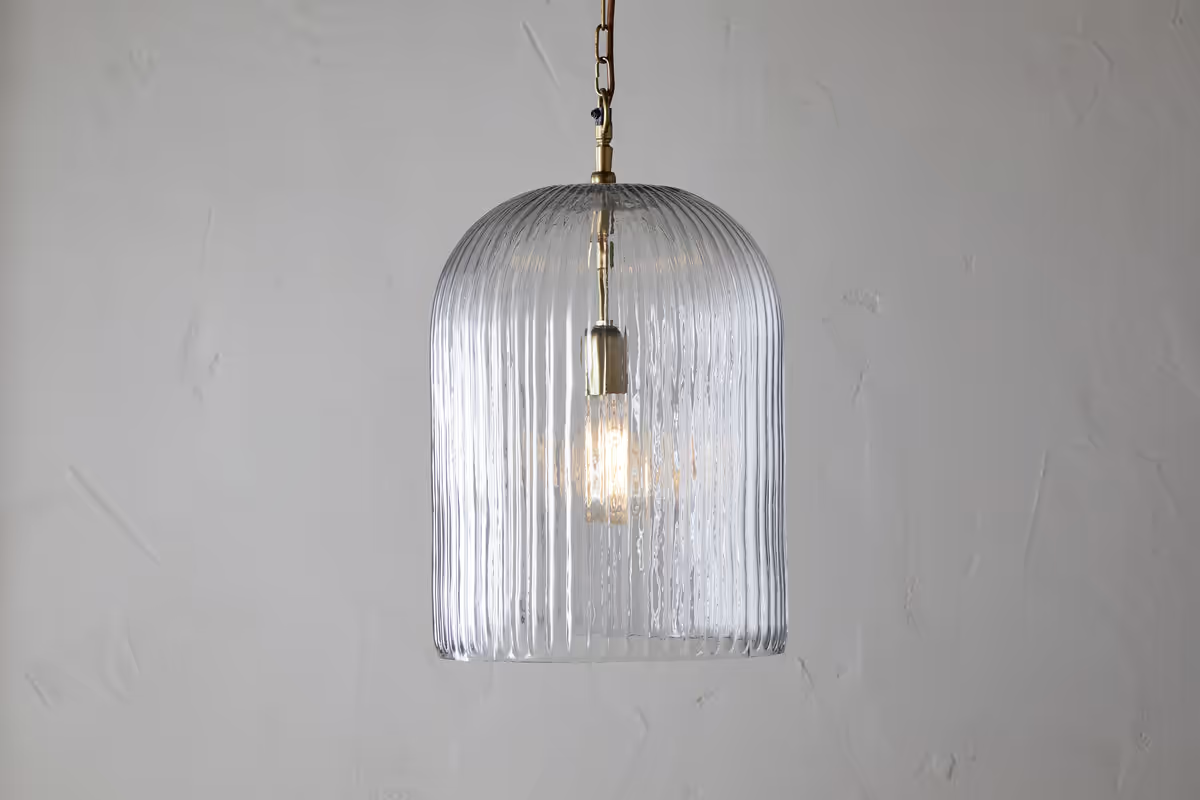 Nkuku - Lumina Fluted Recycled Glass Pendant Light - Clear