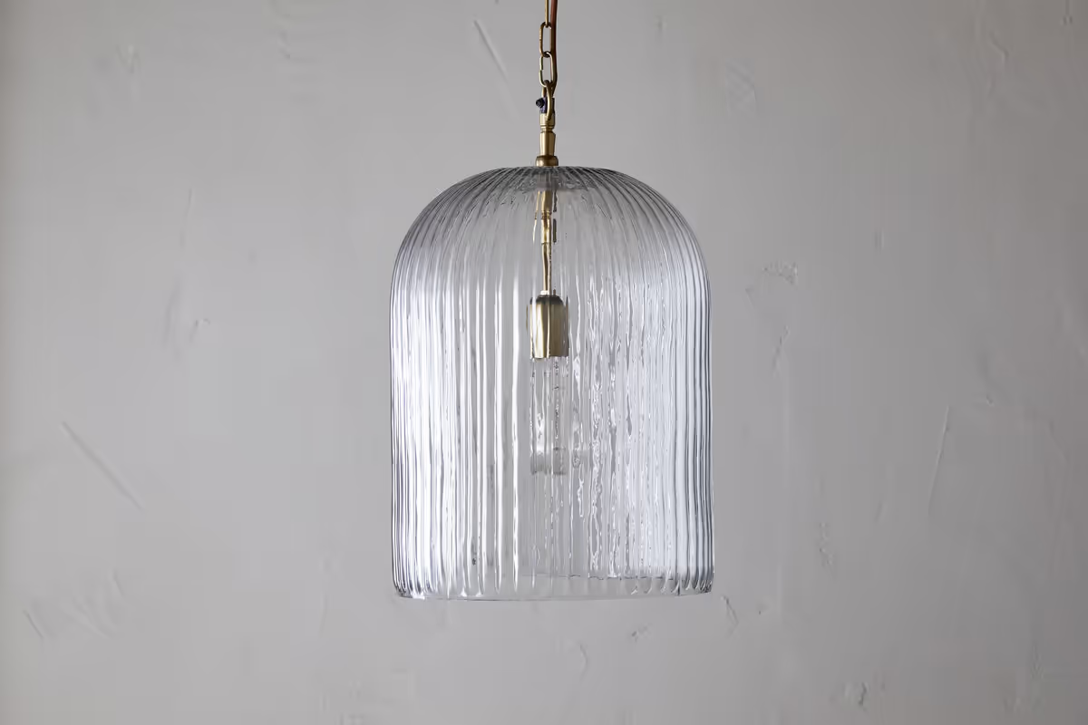 Nkuku - Lumina Fluted Recycled Glass Pendant Light - Clear