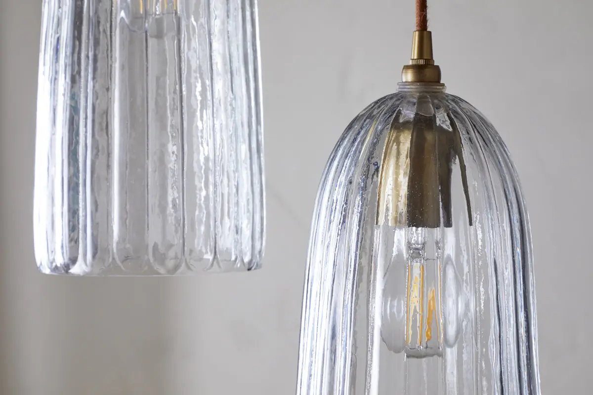 Nkuku - Lumina Fluted Recycled Glass Cluster pendant Light - Clear