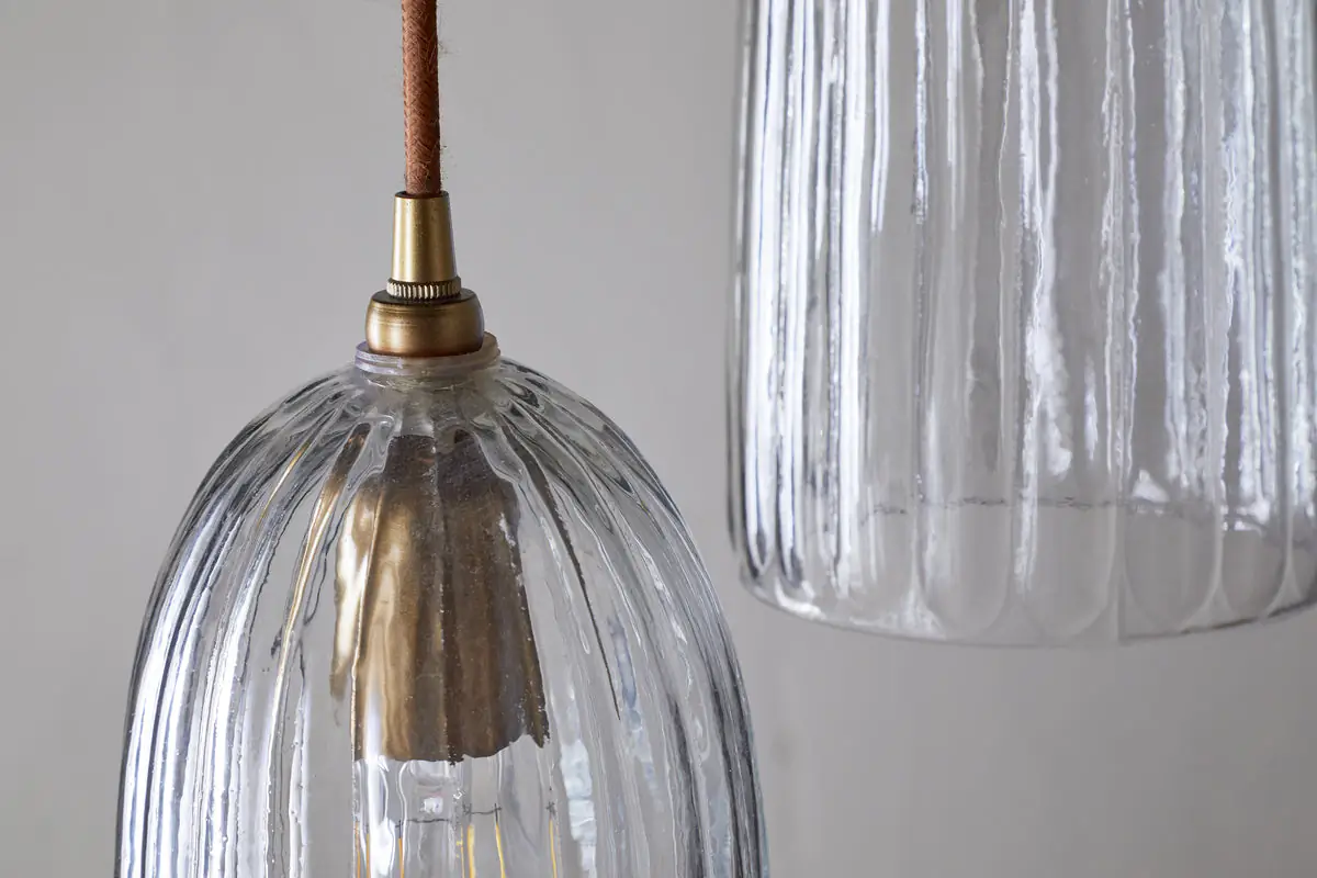 Nkuku - Lumina Fluted Recycled Glass Cluster pendant Light - Clear