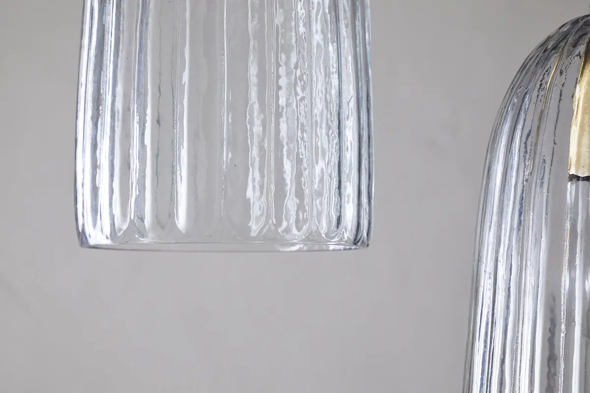 Nkuku - Lumina Fluted Recycled Glass Cluster pendant Light - Clear