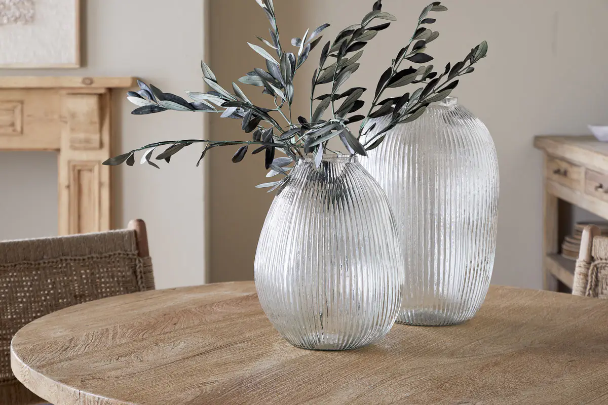 Nkuku - Linsy Ribbed Glass Vase - Clear - Large