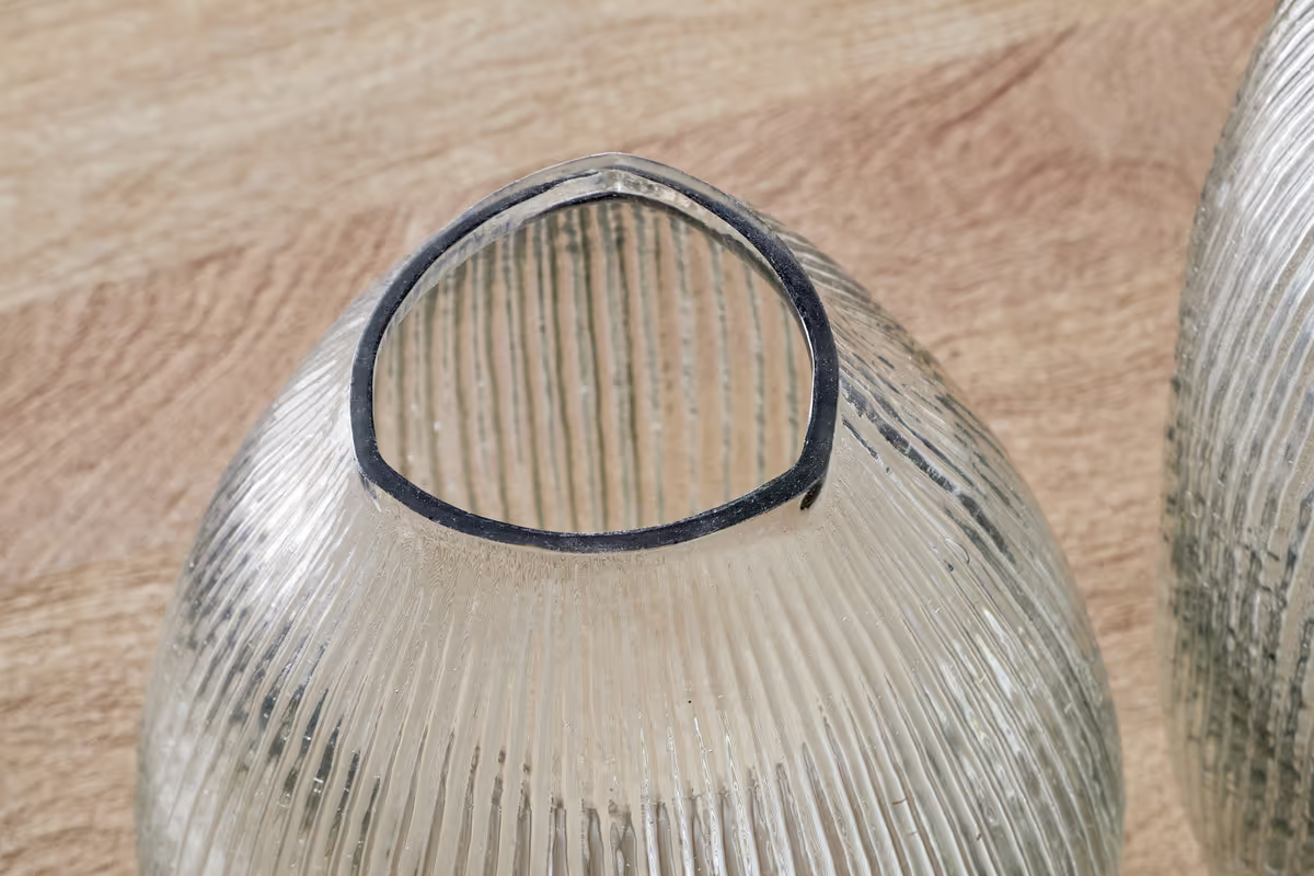 Nkuku - Linsy Ribbed Glass Vase - Clear - Large