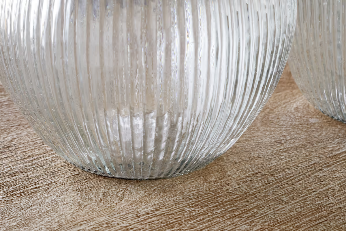 Nkuku - Linsy Ribbed Glass Vase - Clear - Small