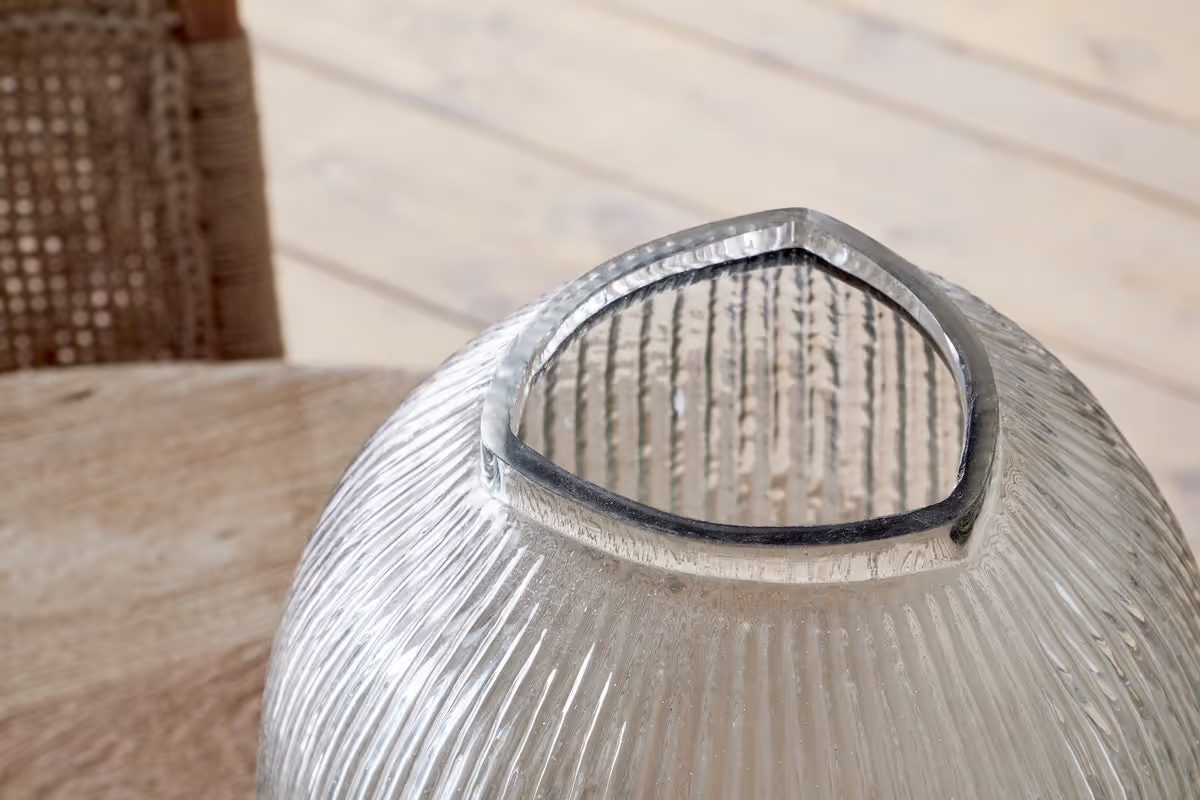 Nkuku - Linsy Ribbed Glass Vase - Clear - Small