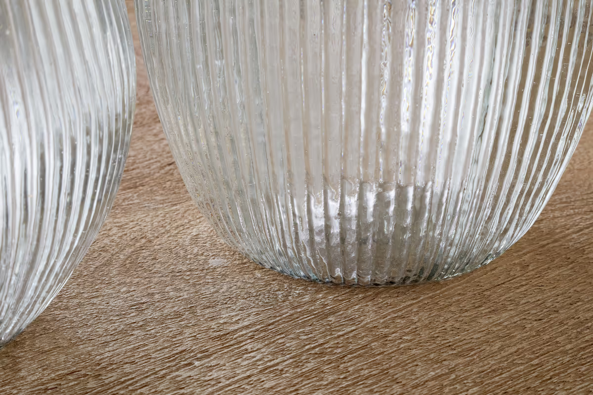 Nkuku - Linsy Ribbed Glass Vase - Clear - Large