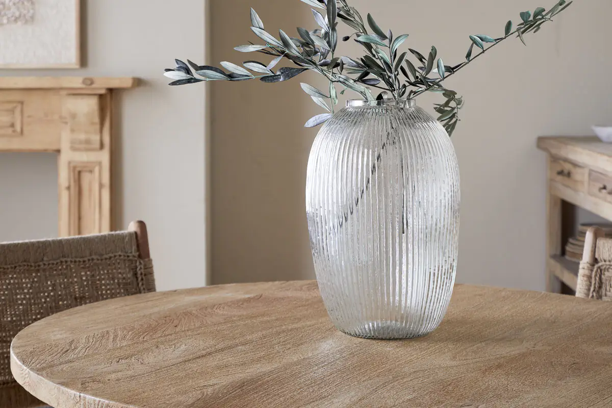 Nkuku - Linsy Ribbed Glass Vase - Clear - Large