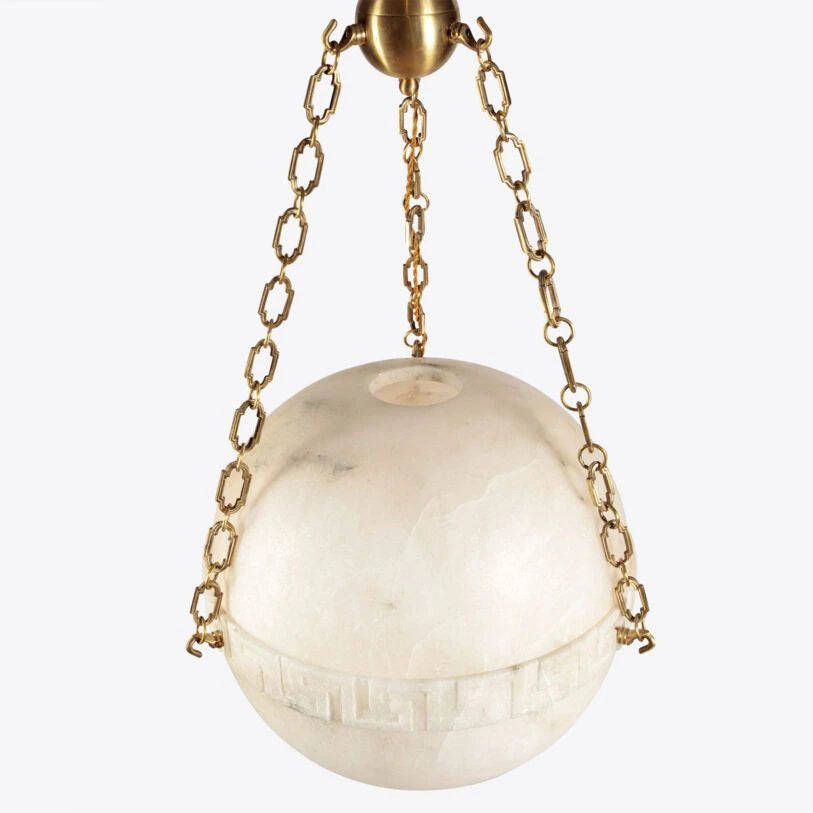 Pure White Lines Elissa Alabaster Pendant - Large