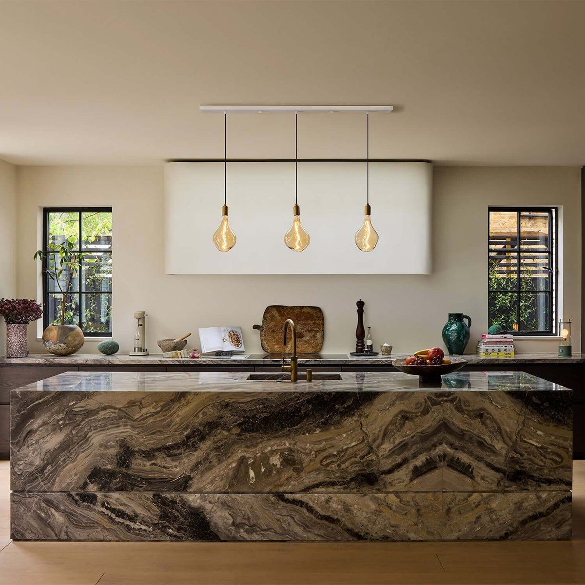 Tala Linear Triple Pendant in Brass