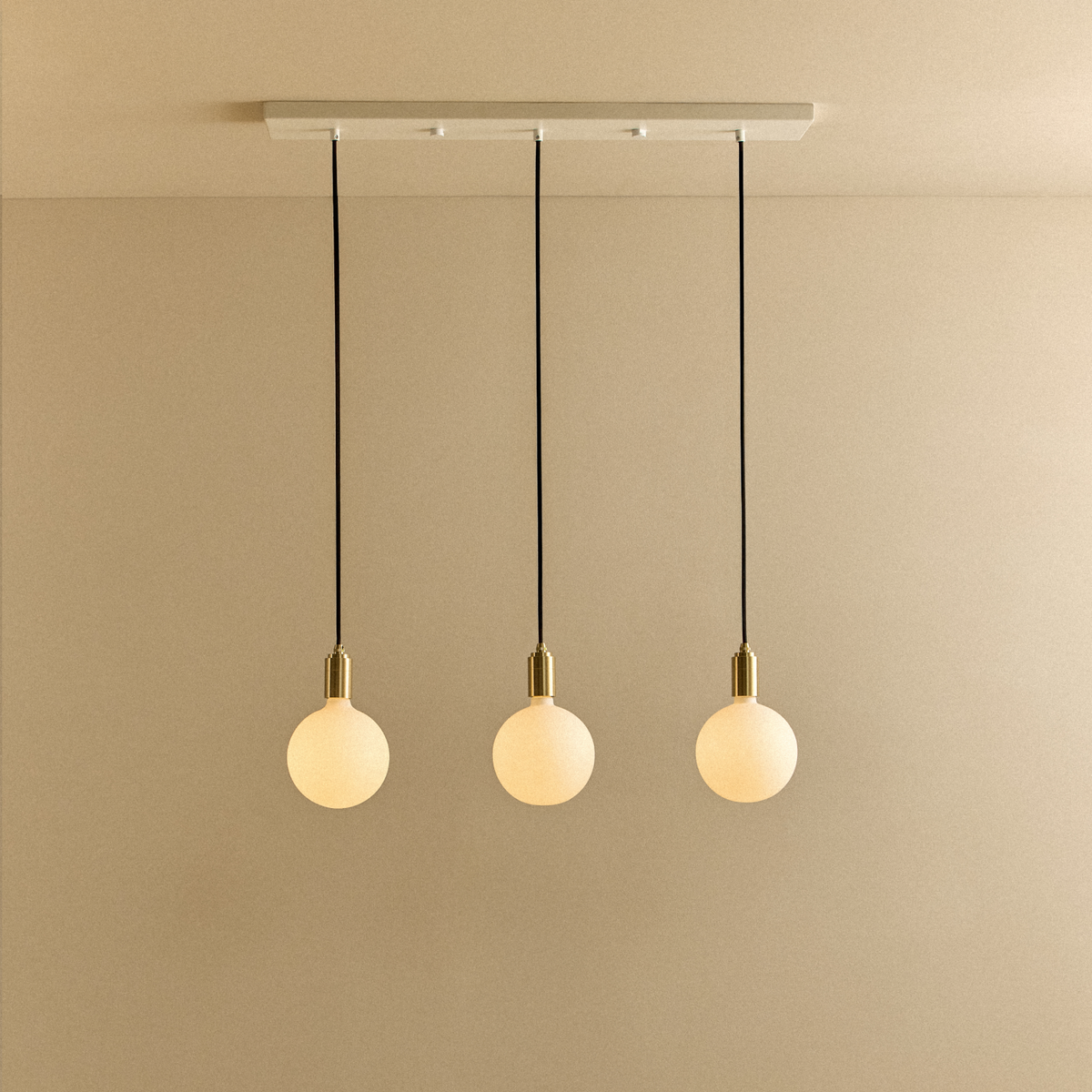 Tala Linear Triple Pendant in Brass + Sphere IV